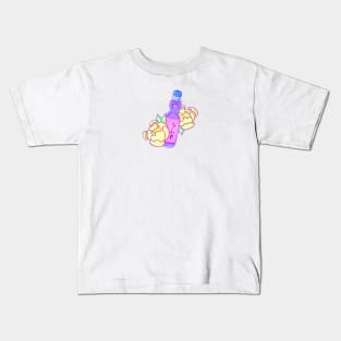 Ramune Soda Bottle with Peonies Kids T-Shirt